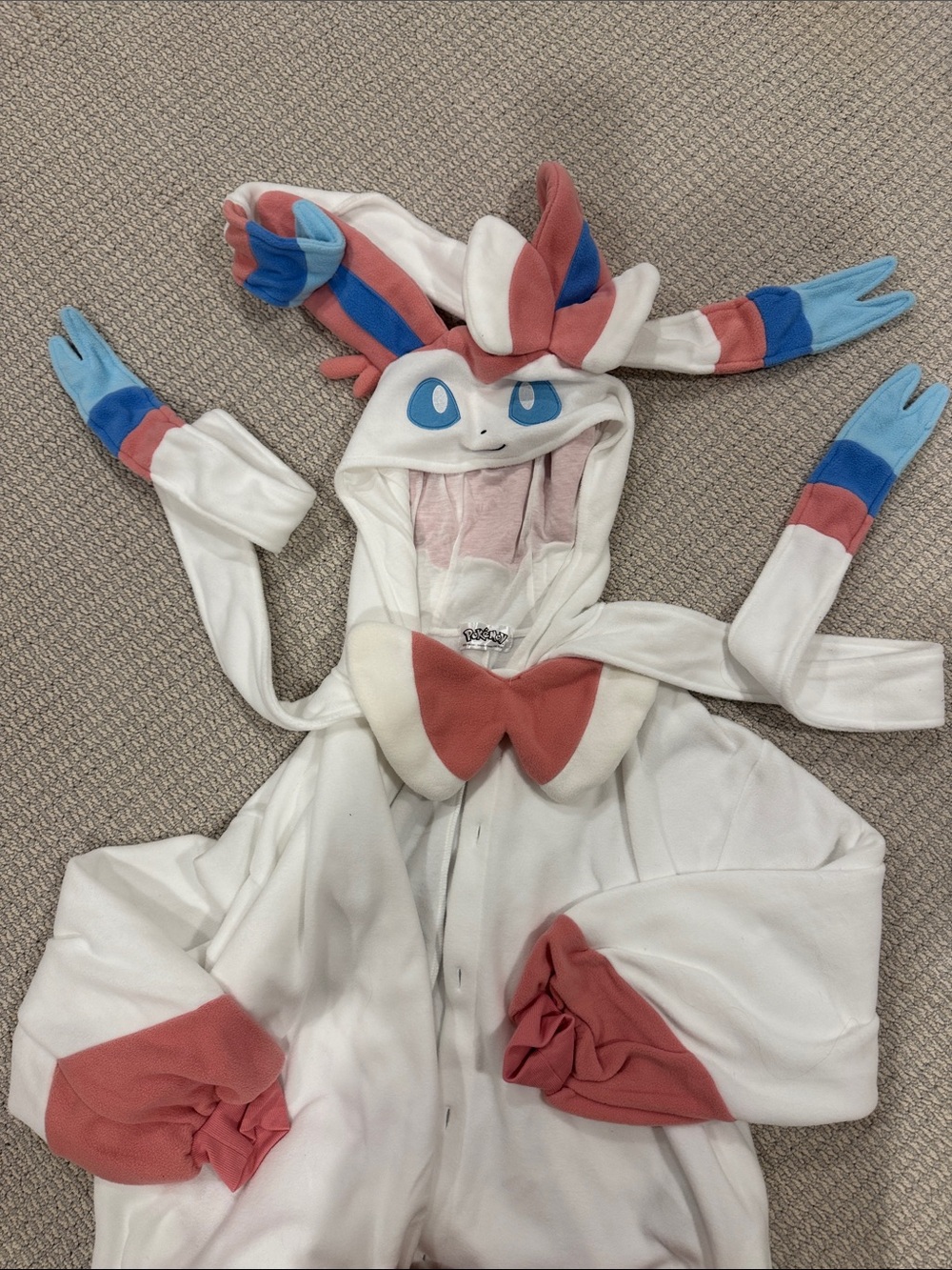 Sylveon White and Pink Pokémon Costume Hoodie Onesie